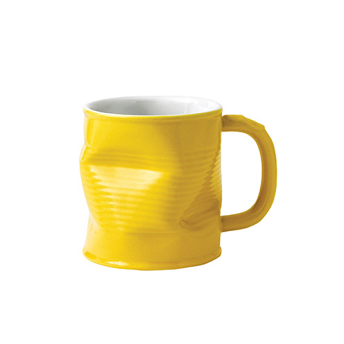 Squashed Tin Can Ceramic Mug Yellow (medium) - 29-54-732 (Pack of 6)