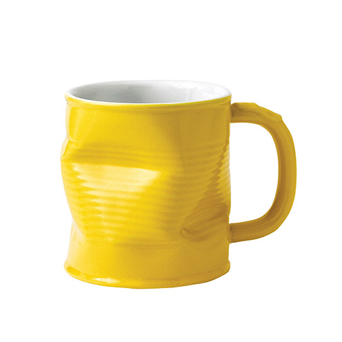 Squashed Tin Can Ceramic Mug Yellow (large) - 29-54-752 (Pack of 6)