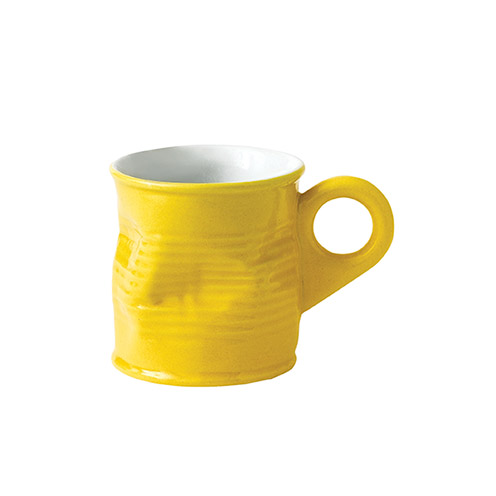 Squashed Tin Can Ceramic Espresso Shot Mug Yellow (small) - 29-54-772 (Pack of 6)