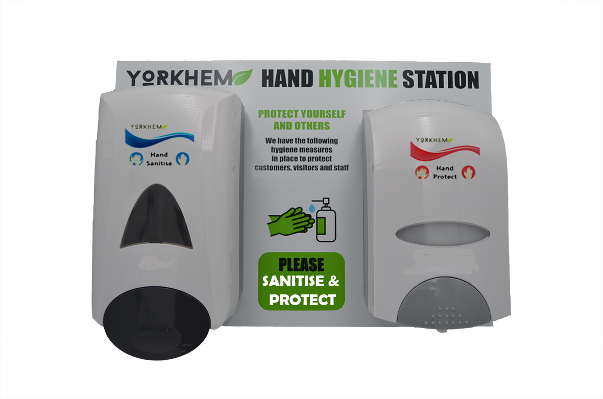 Yorkhem Hand Hygiene Station. Sanitise and Protect (Sanitiser and Barrier Cream)- CL-YK-HHS6