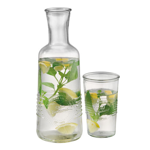 2 piece Glass Carafe set (includes 1x 1Ltr Bottle & 1 x 0.3Ltr Glass) - 10690 (Pack of 1)