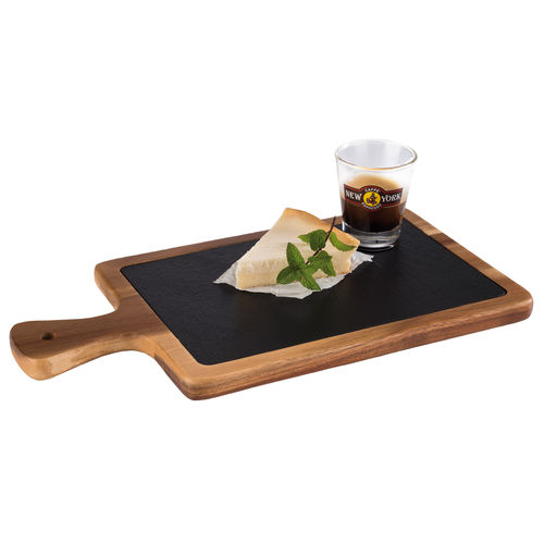 Acacia Wood Serving Board with Slate Tray inset 26 x 18cm - 810 (Pack of 1)