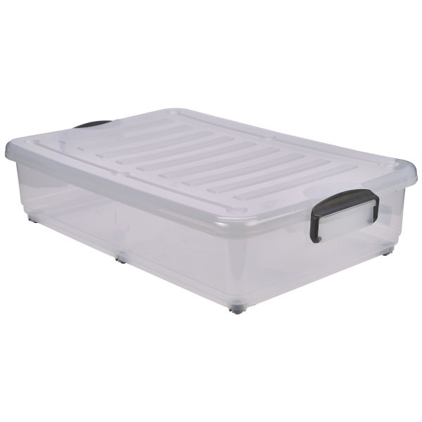 Storage Box 40L W/ Clip Handles On Wheels - 10240 (Pack of 4)
