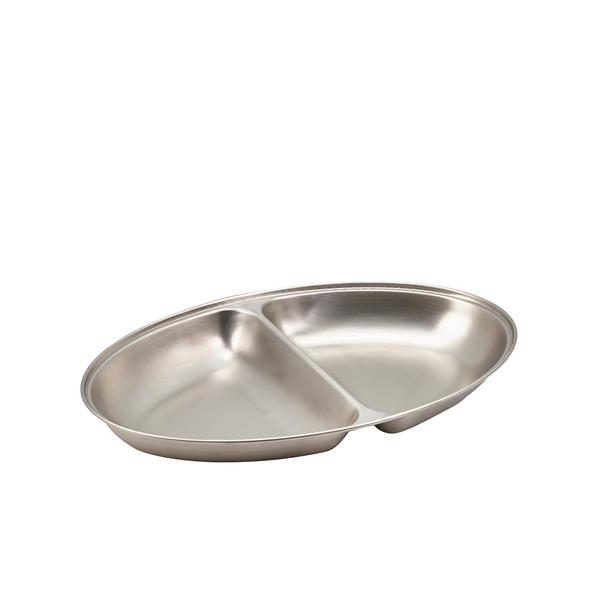 GenWare Stainless Steel Two Division Oval Vegetable Dish 35cm/ 14 - 12562