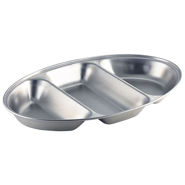 GenWare Stainless Steel Three Division Oval Vegetable Dish 35cm/14