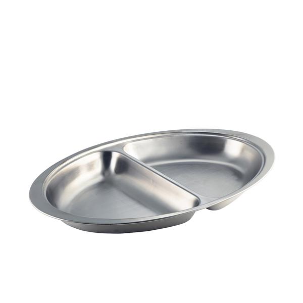 GenWare Stainless Steel Two Division Oval Banqueting Dish 50cm/ 20 - 12762