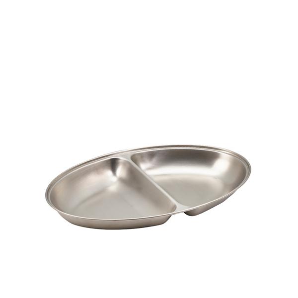 GenWare Stainless Steel Two Division Oval Vegetable Dish 30cm/ 12 - 1462