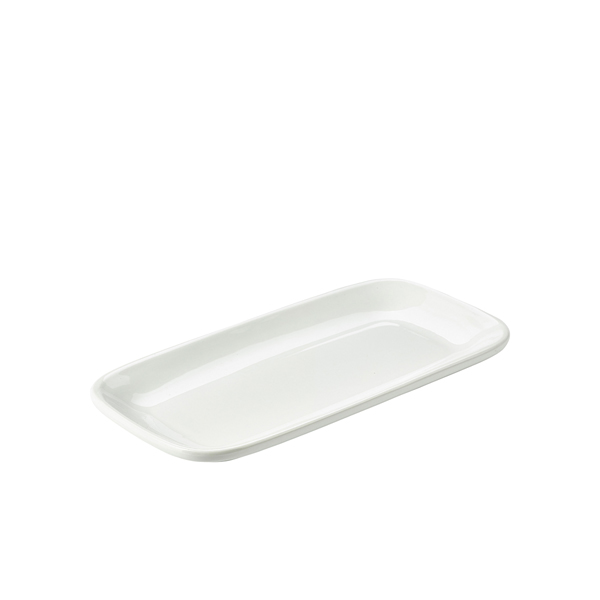 Genware Porcelain Rounded Rectangular Plate 29.5 x 15cm/11.5 x 6