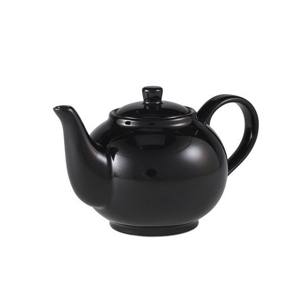 Genware Porcelain Black Teapot 45cl/15.75oz - 393945BK (Pack of 6)