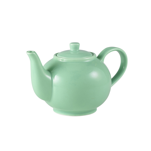 Genware Porcelain Green Teapot 45cl/15.75oz - 393945GR (Pack of 6)