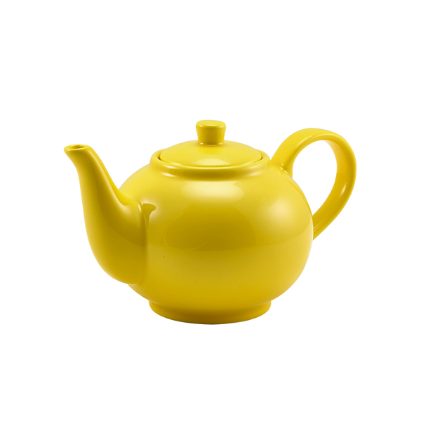 Genware Porcelain Yellow Teapot 45cl/15.75oz - 393945Y (Pack of 6)