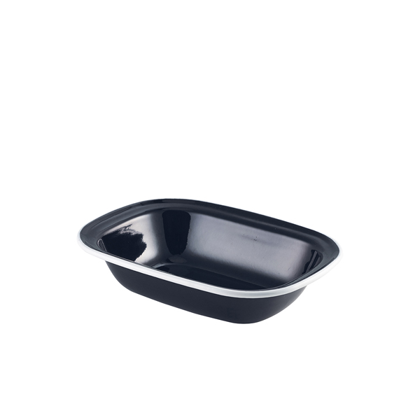 Enamel Pie Dish Black with White Rim 20cm - 44020BK