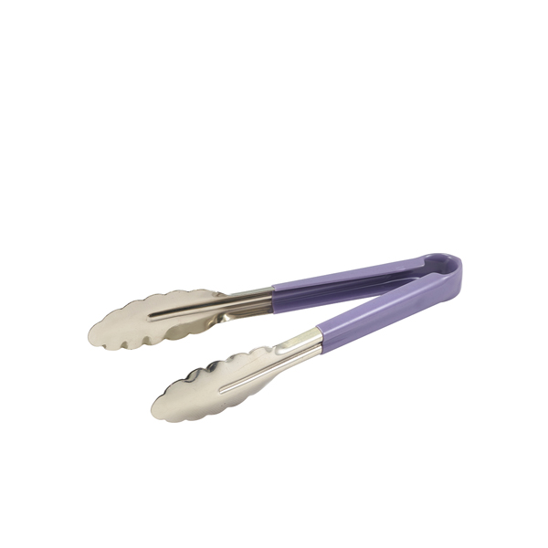 Genware Colour Coded St/St. Tong 23cm Purple - CCT23P