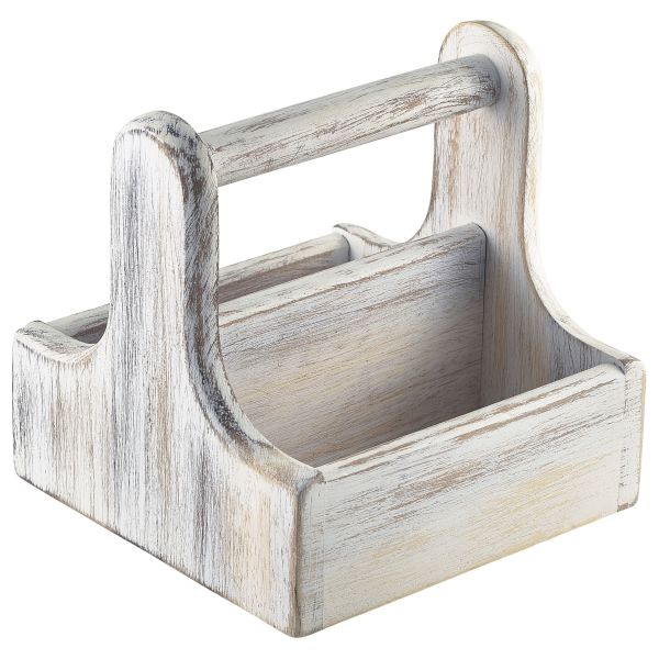 Small White Wooden Table Caddy - DWTC-SW