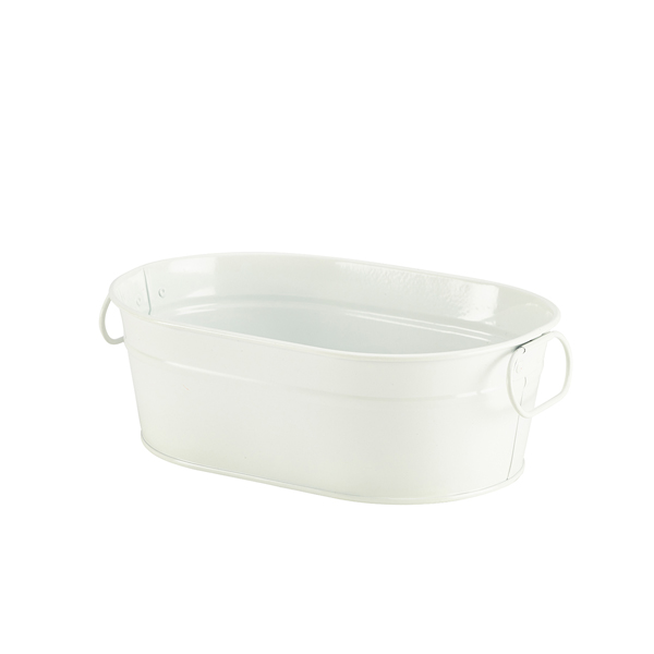 Galvanised Steel Serving Bucket White 23 x 15 x 7cm - GSB2315W (Pack of 6)