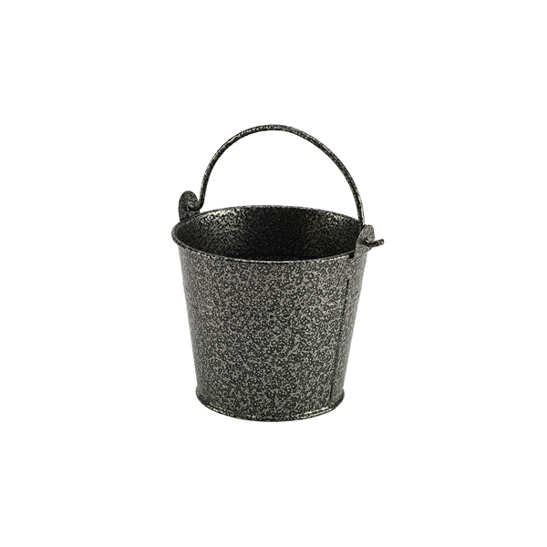 Galvanised Steel Hammered Serving Bucket 10cm Dia Silver - GSHB10S (Pack of 12)