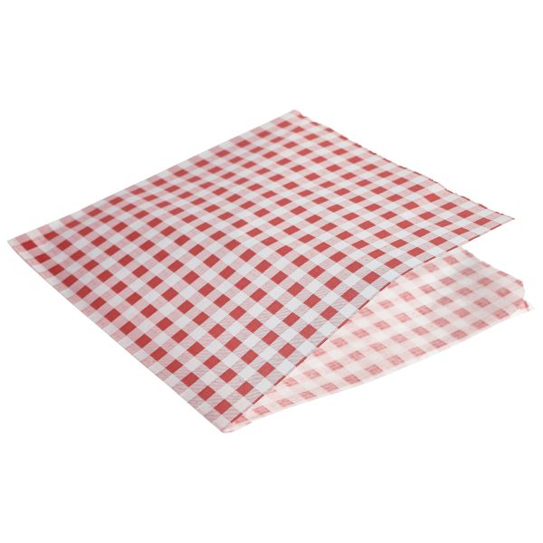 Greaseproof Paper Bags Red Gingham Print 17.5 x 17.5cm - PN1487GRBG