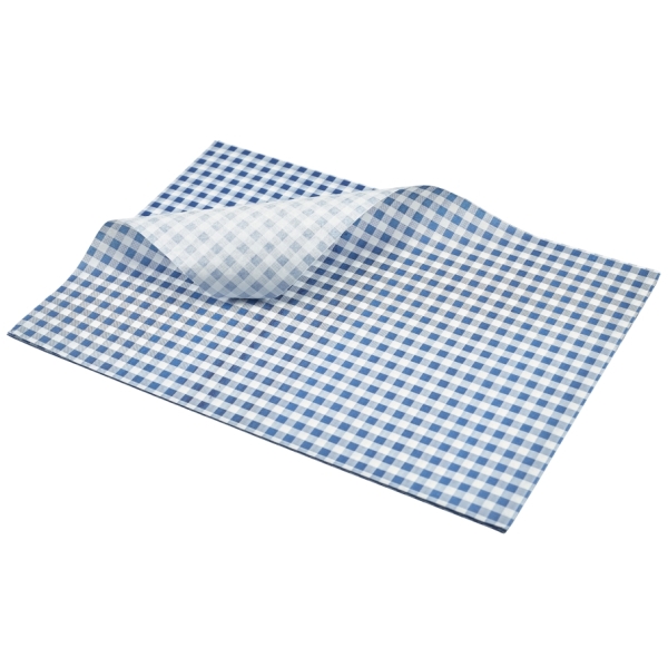 Greaseproof Paper Blue Gingham Print 35 x 25cm - PN1487LGB