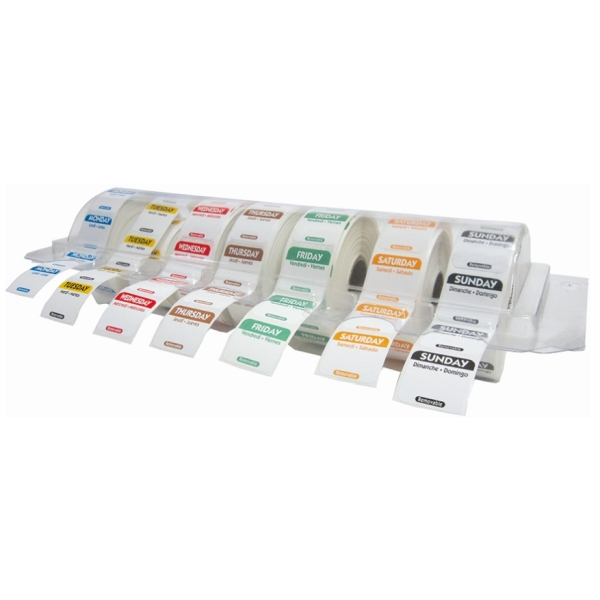 25mm 7 Days Removable Day Labels With Dispenser (7 x 1000) - R100-KIT