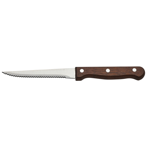 Steak Knife Dark Wood Handle Full Tang (Dozen) - STK-WDN
