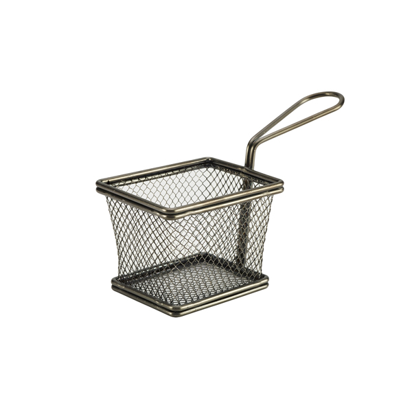 Black Serving Fry Basket Rectangular 10 x 8 x 7.5cm - SVB1008BK (Pack of 6)