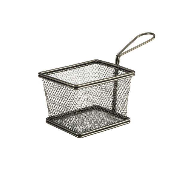 Black Serving Fry Basket Rectangular 12.5 x 10 x 8.5cm - SVB1210BK (Pack of 6)