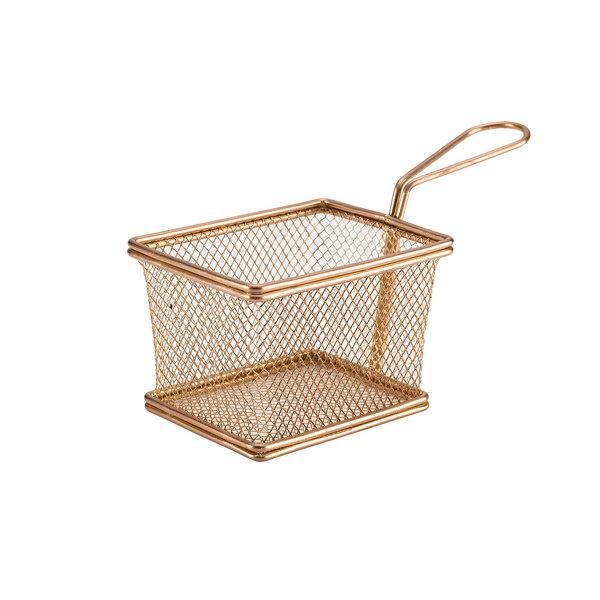 Copper Serving Fry Basket Rectangular 12.5 x 10 x 8.5cm - SVB1210C (Pack of 6)