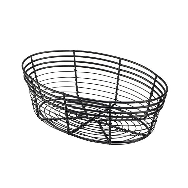 Wire Basket, Oval 25.5 x 16 x 8cm - WB2516BK (Pack of 6)