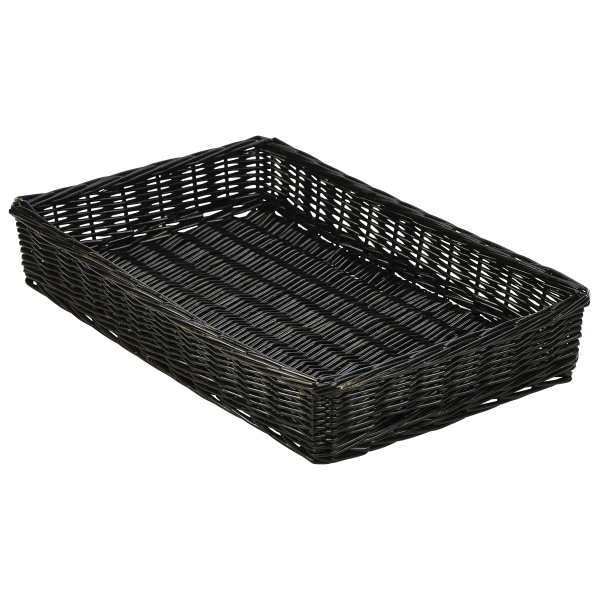 Wicker Display Basket Black 46X30X8cm - WDB-4630BK