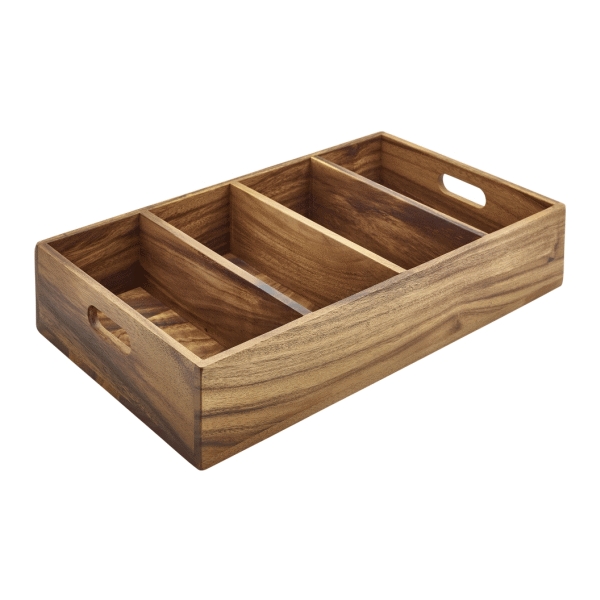 Acacia Wood 4 Compartment Cutlery Tray - WDCT-4