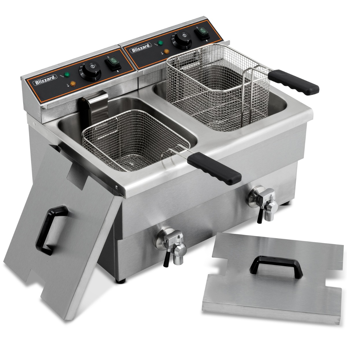 BLIZZARD 6000W Double Tank Electric Fryer with Tap 2x 8L - BF8-8