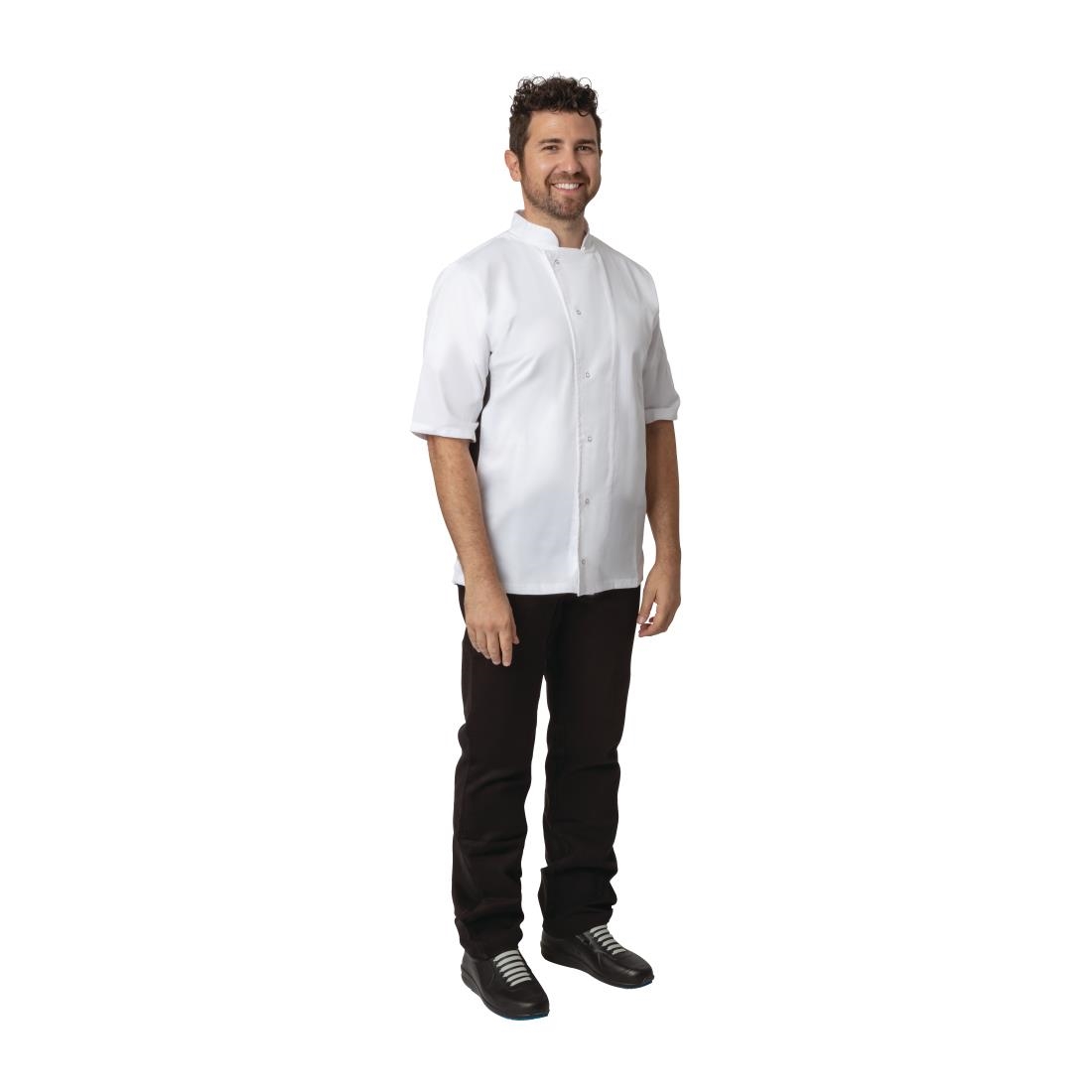 Whites Nevada Unisex Chefs Jacket Short Sleeve Black and White XL