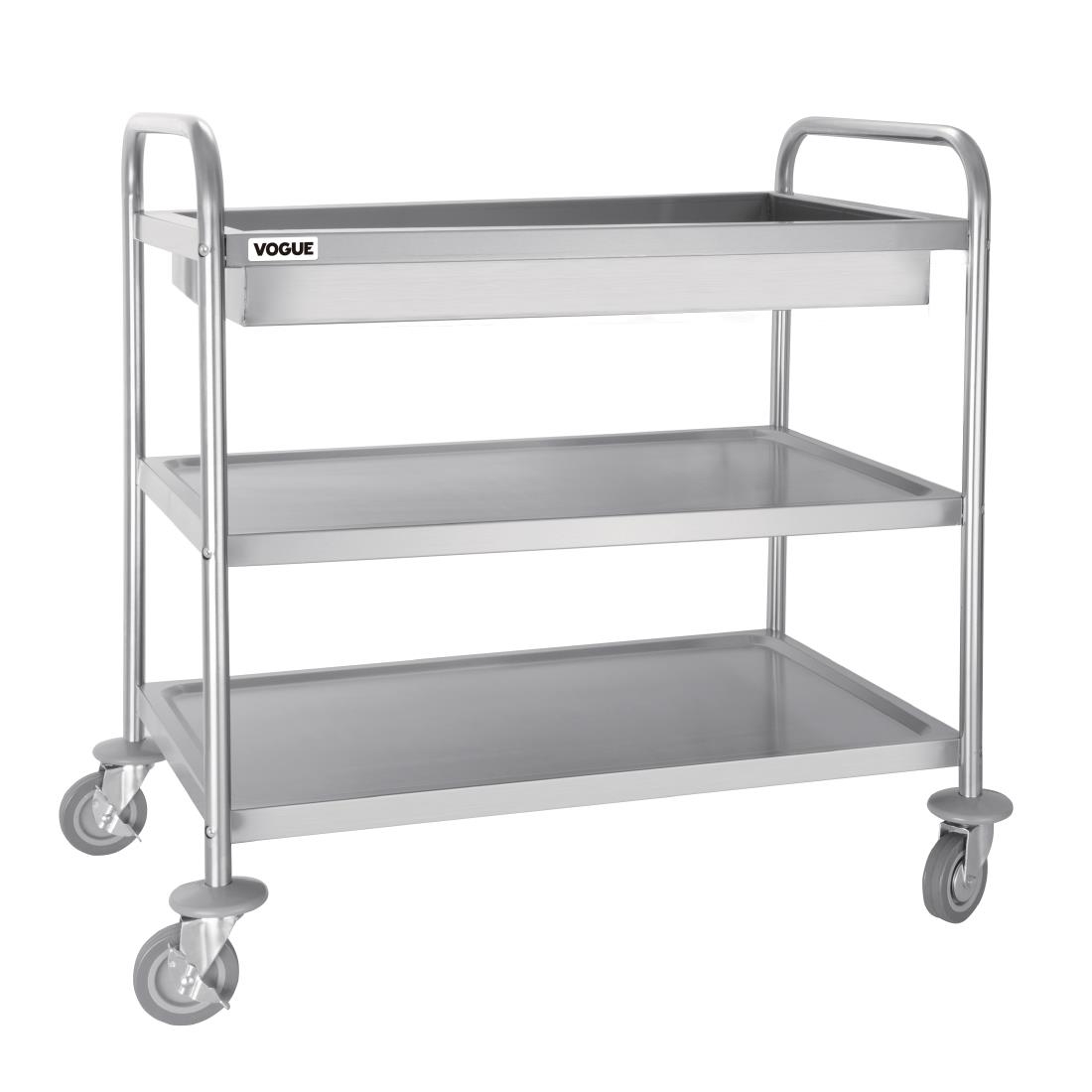 Vogue Stainless Steel 3 Tier Deep Tray Clearing Trolley