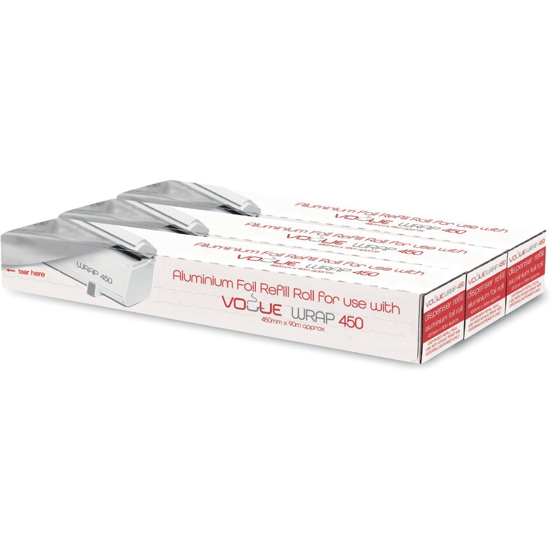 Vogue Aluminium Foil 90m fits Wrap450 Dispenser (Pack of 3)