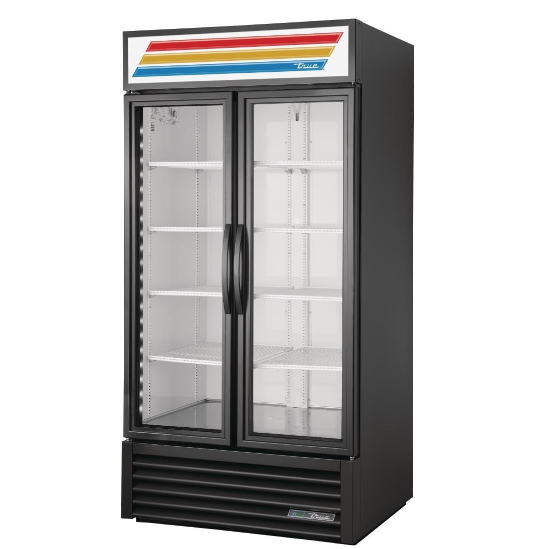 True 2 Glass Door 991L Upright Display Fridge Black GDM-35-HC-TSL01