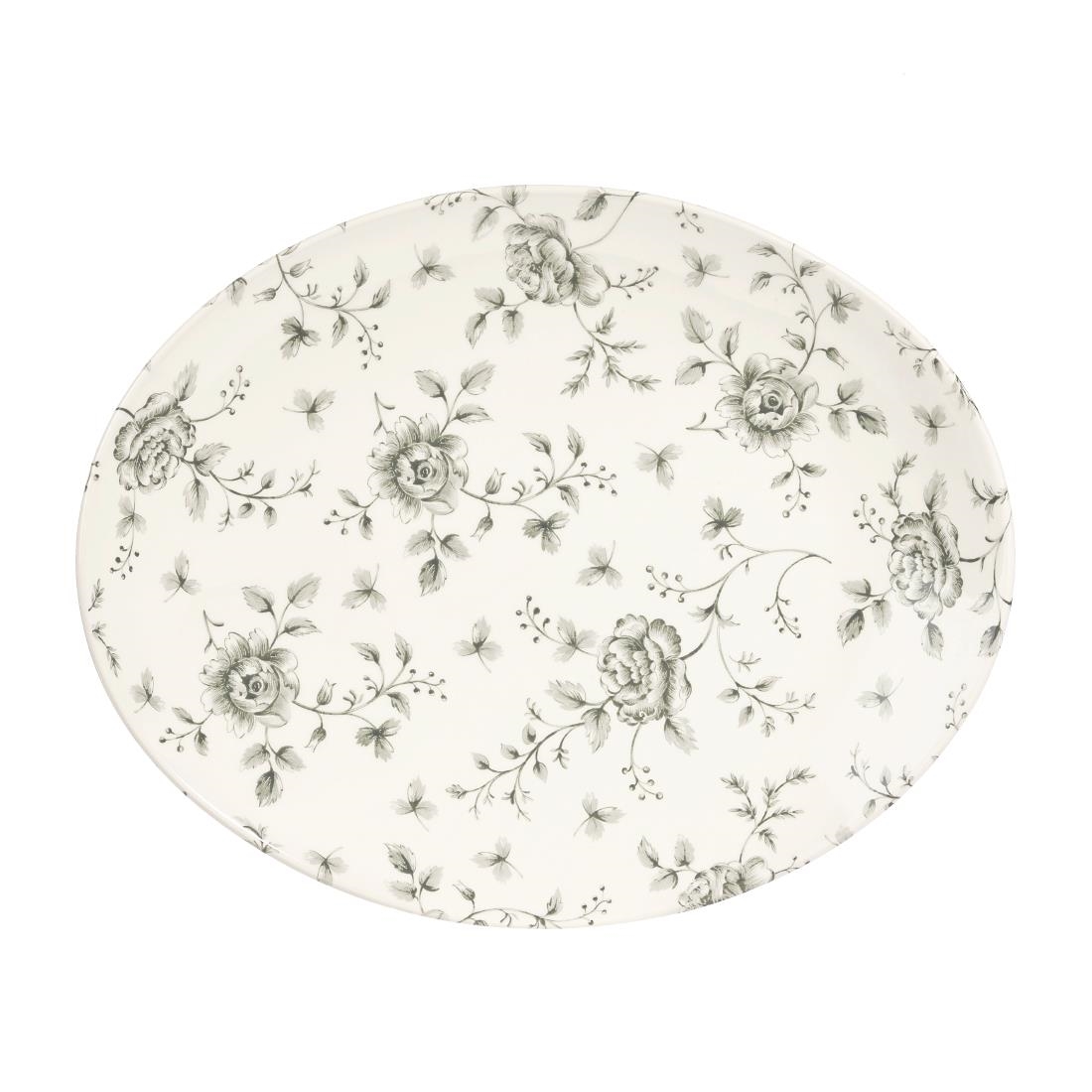 Churchill Rose Chintz Oval Coupe Plates Grey 317mm (Pack of 6)