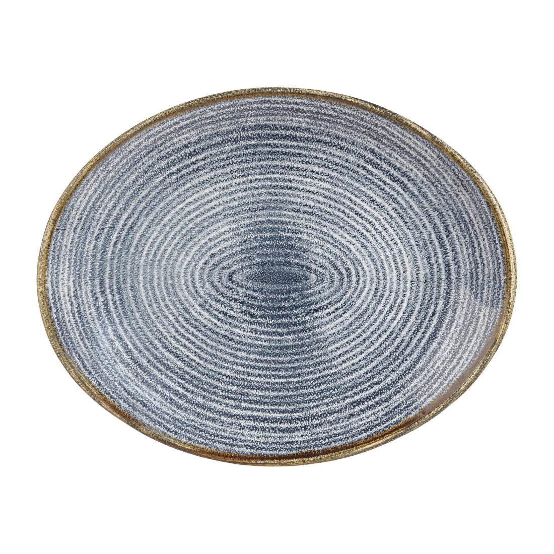 Churchill Studio Prints Homespun Oval Coupe Plates Slate Blue 270mm (Pack of 12)