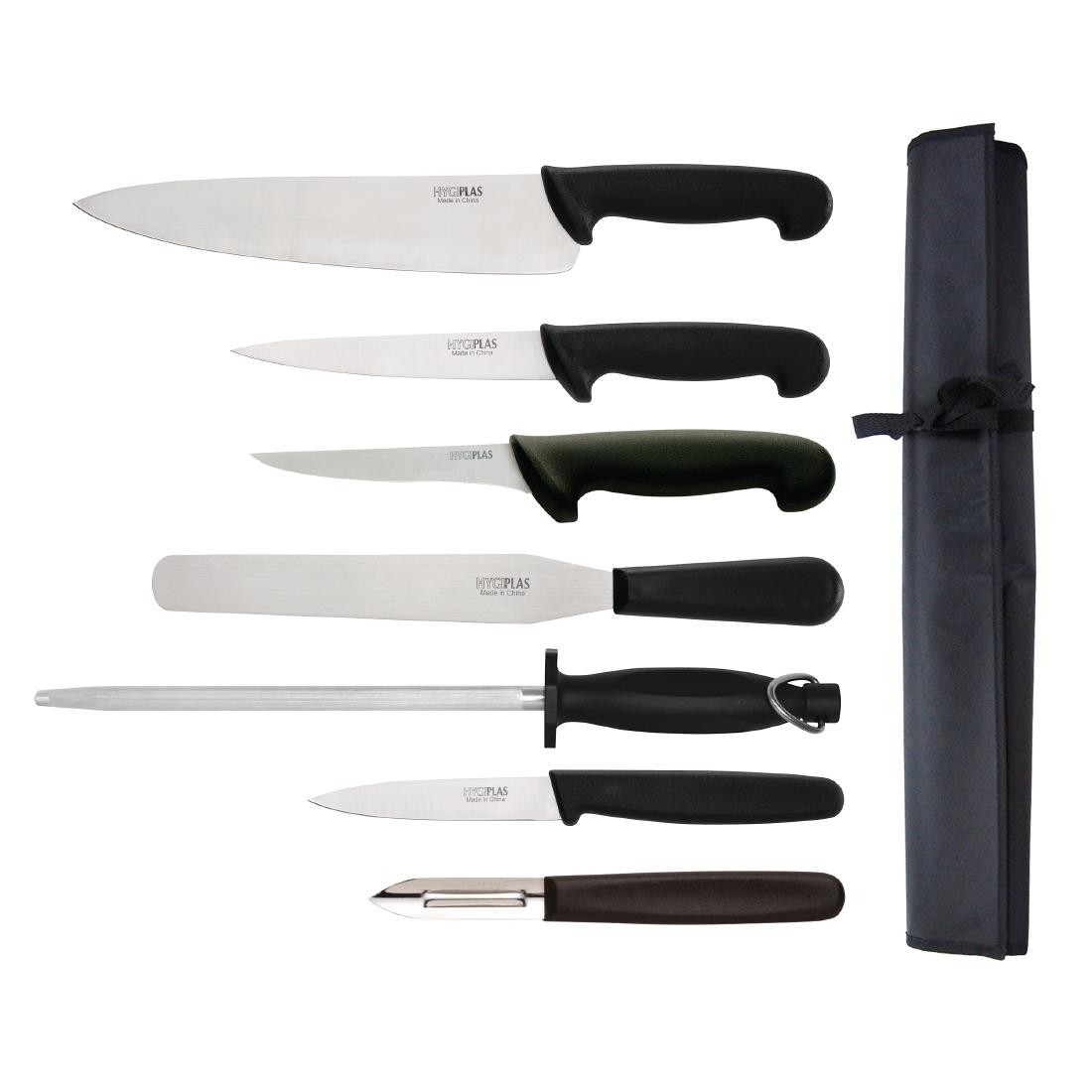 Hygiplas 7 Piece Knife Starter Set With 26.5cm Chef Knife and Roll Bag