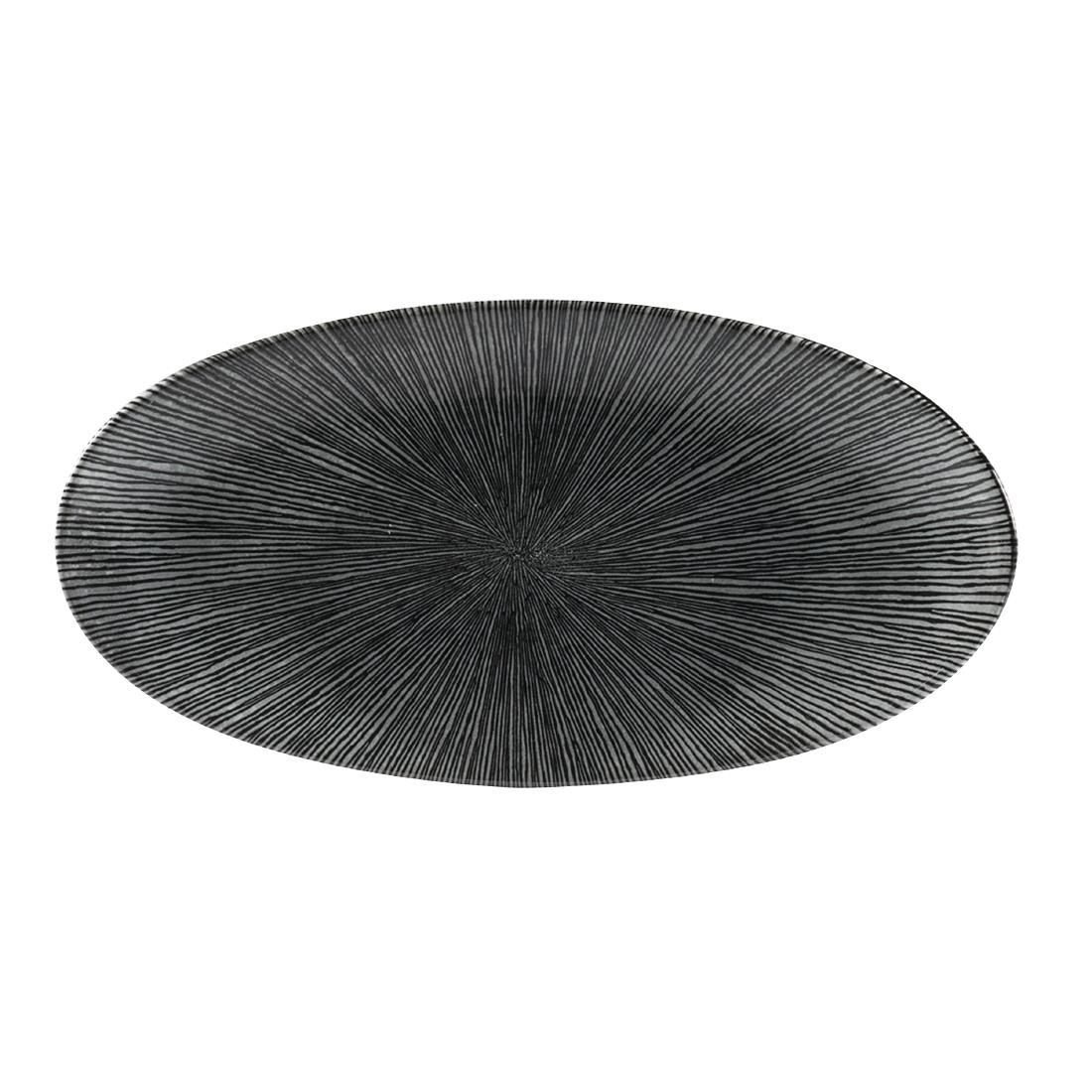 Churchill Studio Prints Agano Oval Chefs Plates Black 299 x 150mm (Pack of 12)