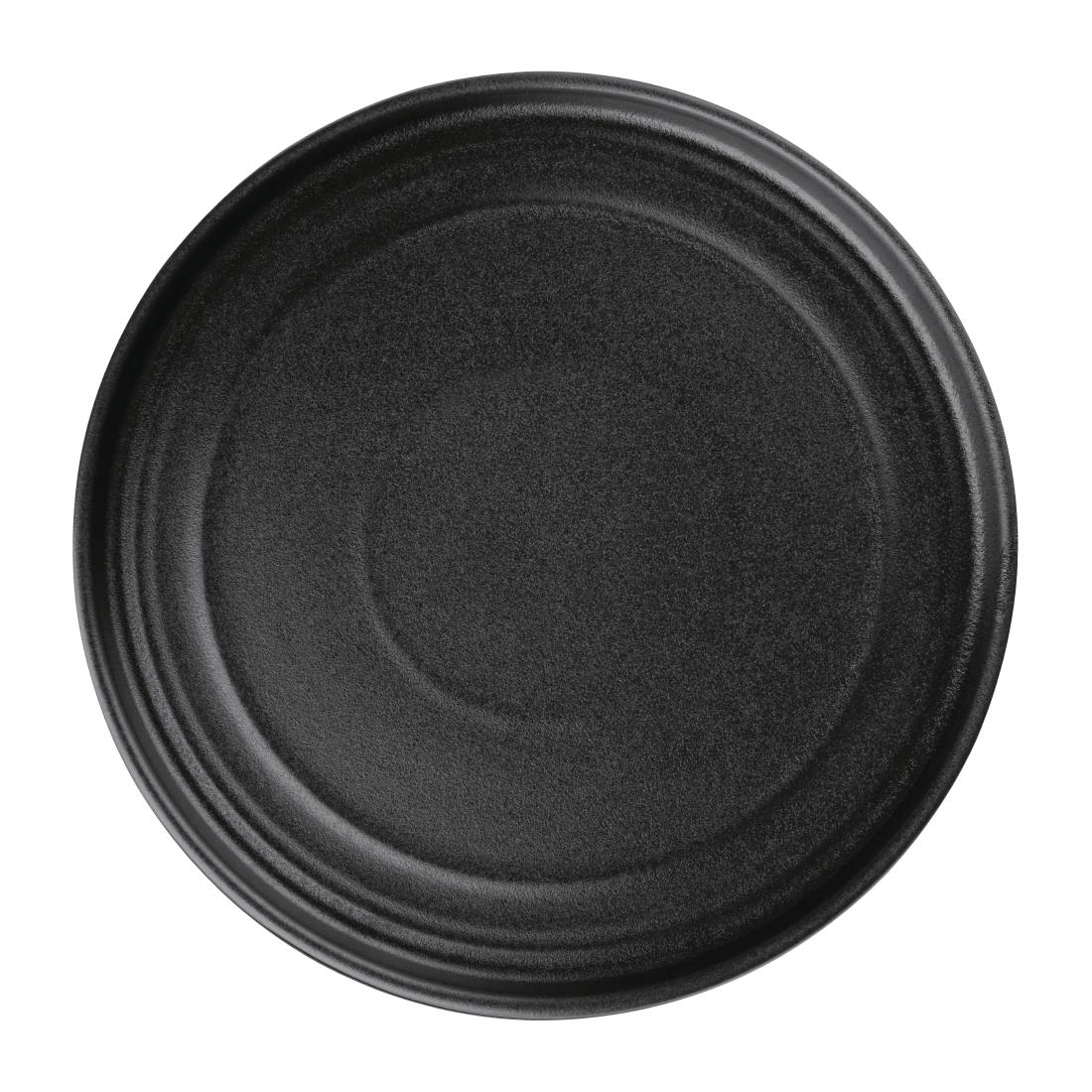 Olympia Cavolo Flat Round Plates Textured Black 220mm (Pack of 6)