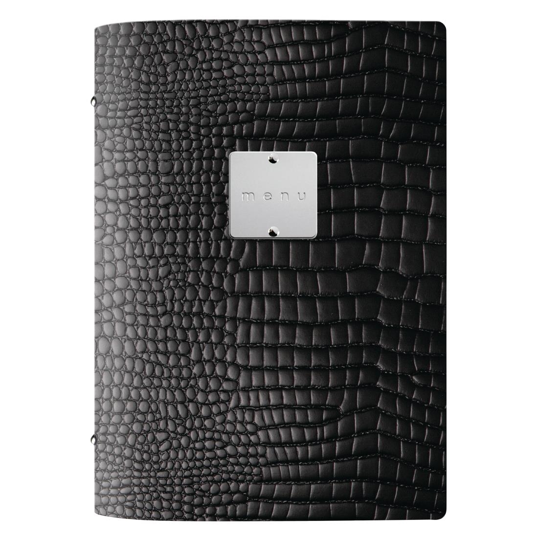 DAG Fashion Leather Menu Cover A5 Black Crocodile