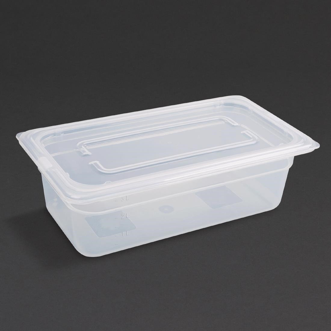 Vogue Polypropylene 1/3 Gastronorm Container with Lid 100mm (Pack of 4)