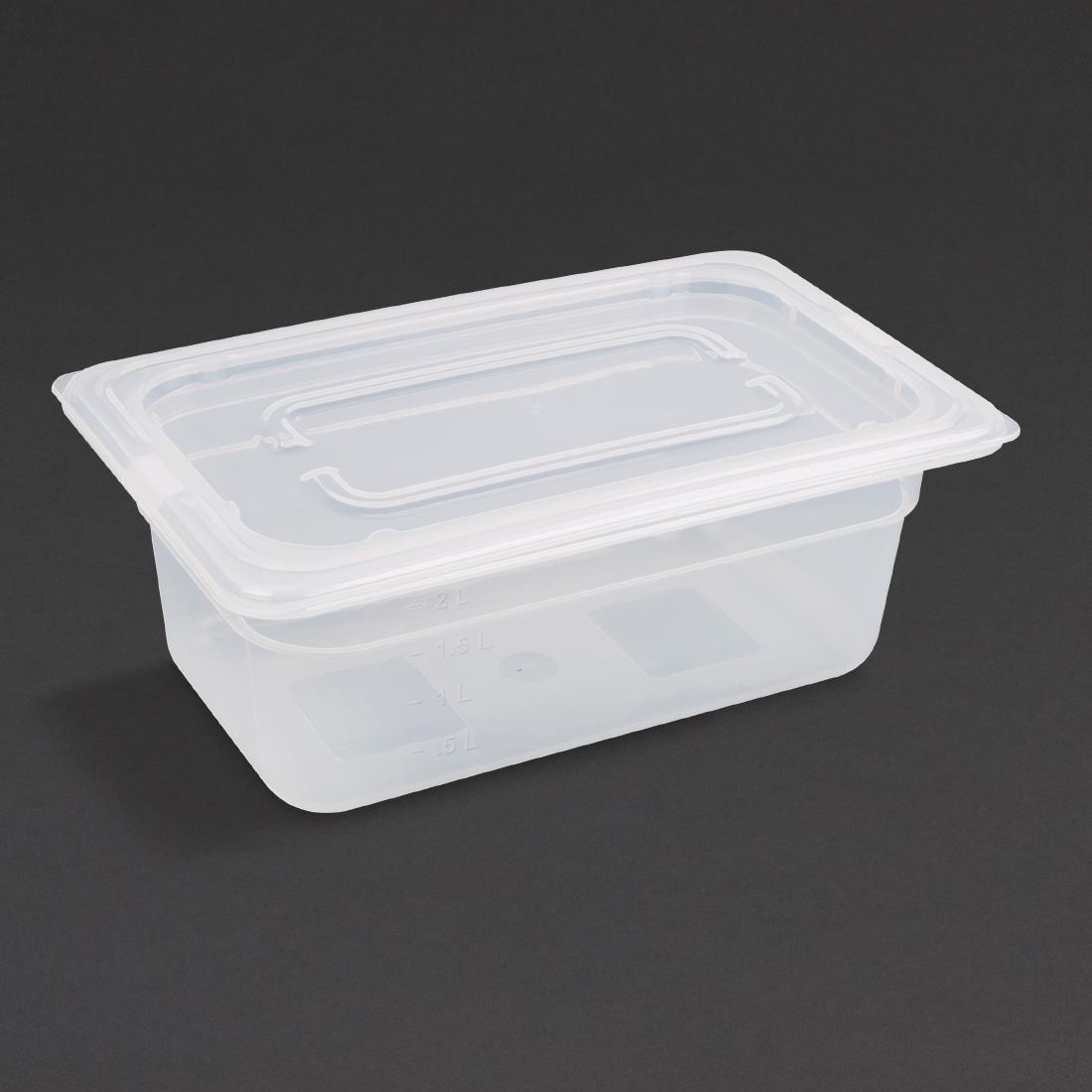 Vogue Polypropylene 1/4 Gastronorm Container with Lid 100mm (Pack of 4)