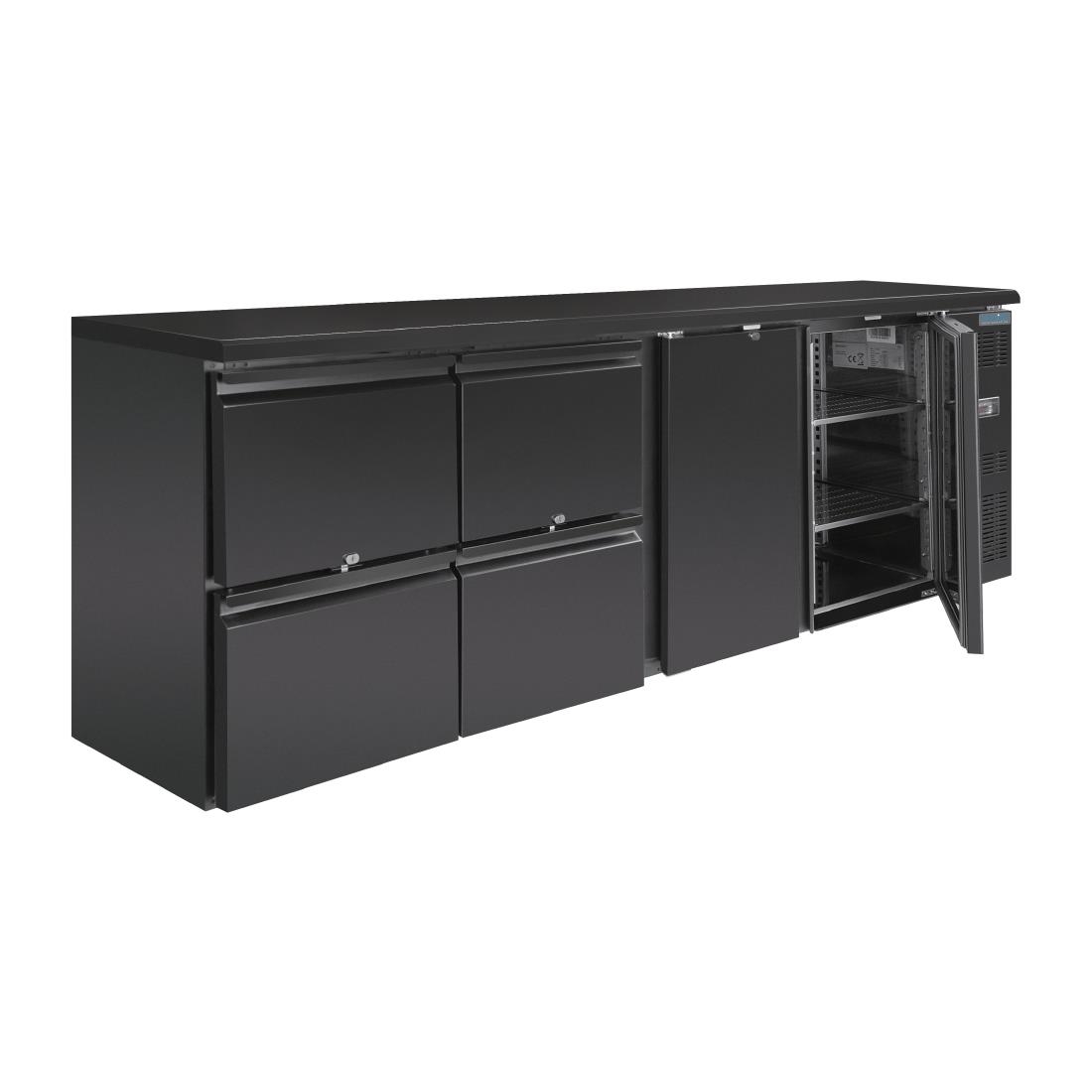 Polar U-Series Double Door Back Bar Counter Fridge with Drawers