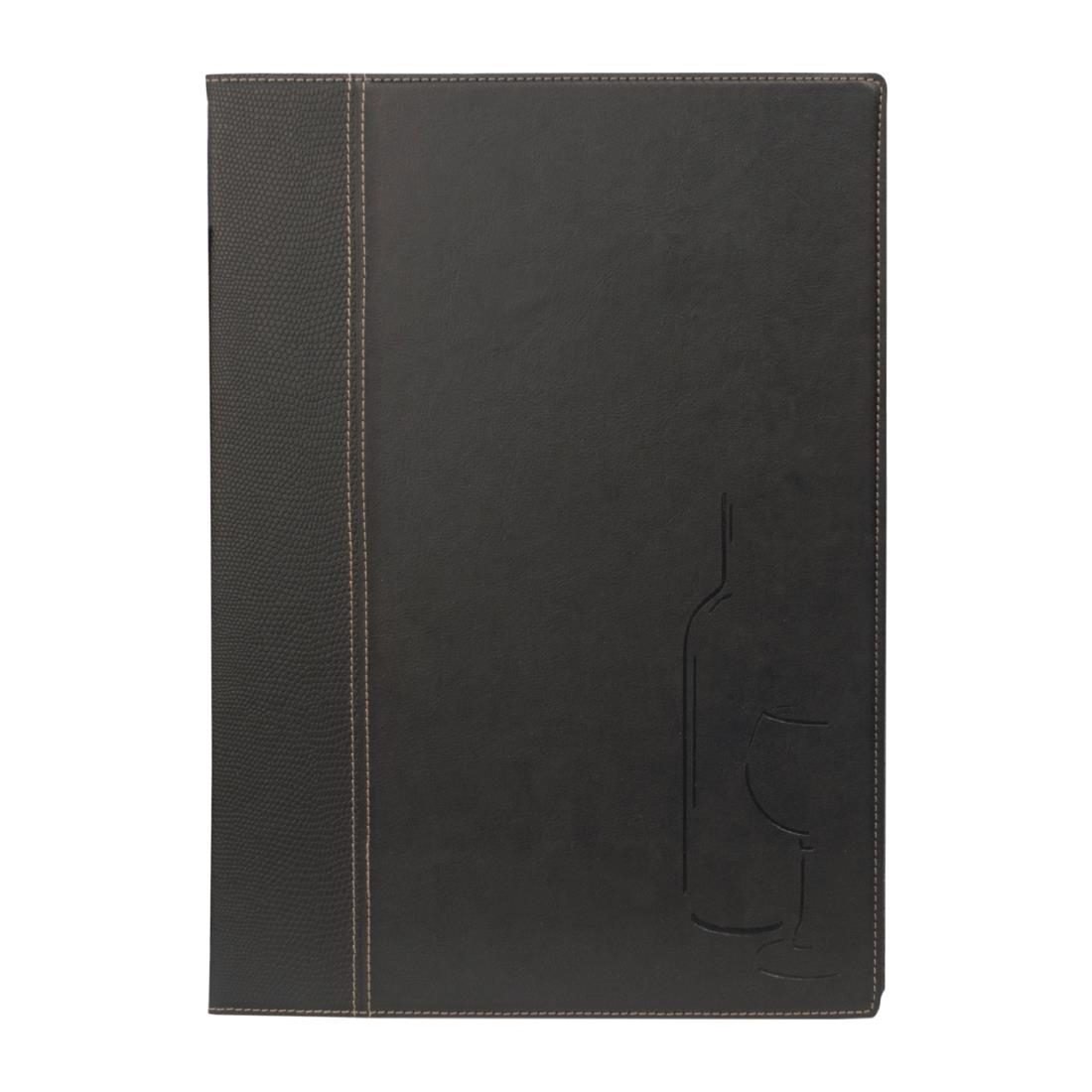 Securit Contemporary Wine List Cover Black A4