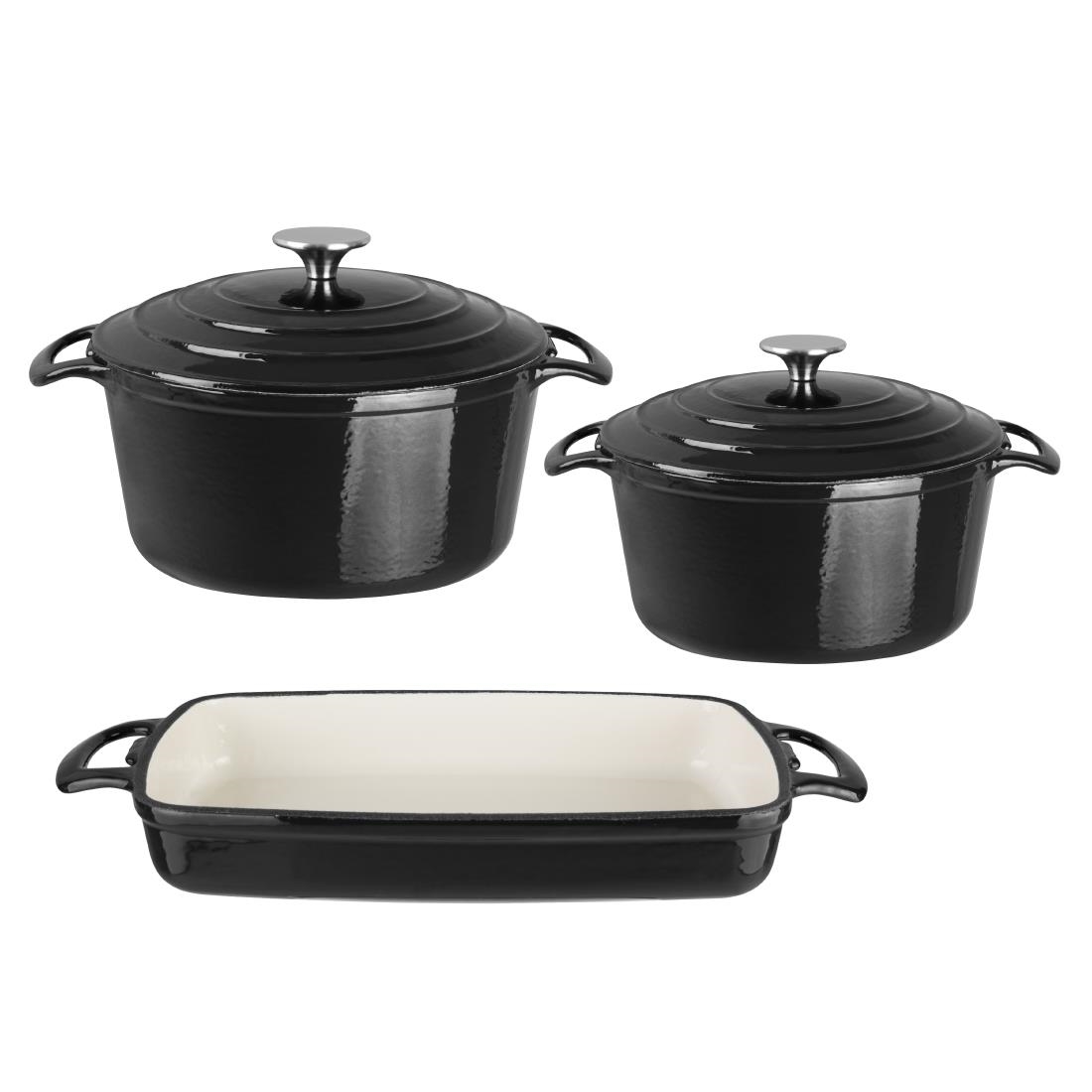 Vogue Cook Like A Pro 3-Piece Cast Iron Casserole Dish Set