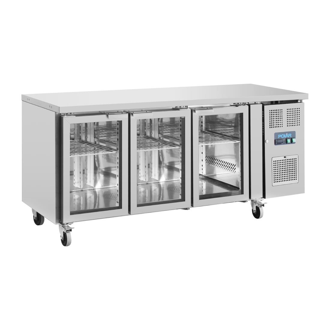 Polar U-Series 3 Door Counter Fridge with Glass Doors